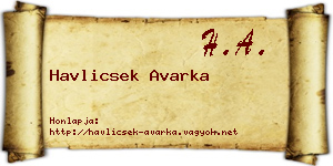 Havlicsek Avarka névjegykártya